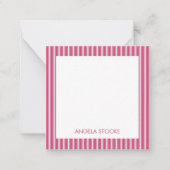 Personalized Pink White Stripe ノートカード (正面)