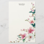 Personalized Pink White Wildflowers Florals 便箋 (正面)