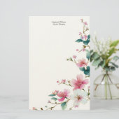 Personalized Pink White Wildflowers Florals 便箋 (スタンド正面)