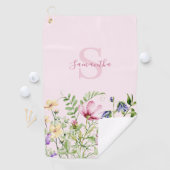 Personalized Pink Wildflower Floral  ゴルフタオル (インサイチュ)