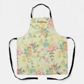 Personalized Pink Yellow Green Florals エプロン (正面)