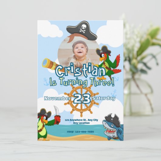 Personalized Pirate Birthday Party Invitation (スタンド正面)