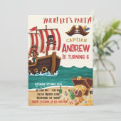 Personalized Pirate Birthday Party Invitation Card 招待状 (スタンド正面)