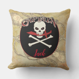 Personalized Pirate Captain Throw Pillow アウトドアクッション