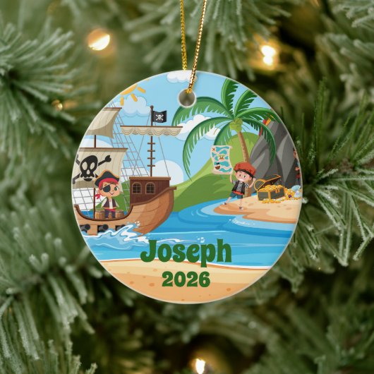 Personalized Pirate Ship Ornament セラミックオーナメント (ツリー)