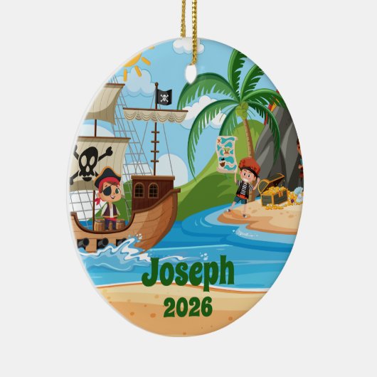 Personalized Pirate Ship Ornament セラミックオーナメント (右)