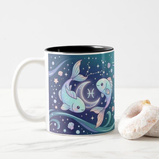 Personalized Pisces Zodiac Mug ツートーンマグカップ (ドーナツ)