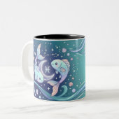 Personalized Pisces Zodiac Mug ツートーンマグカップ (正面左)