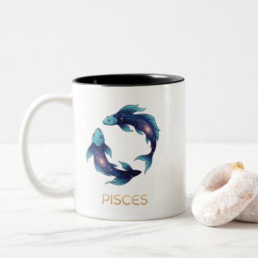 "Personalized Pisces Zodiac sign Name and traits ツートーンマグカップ (ドーナツ)