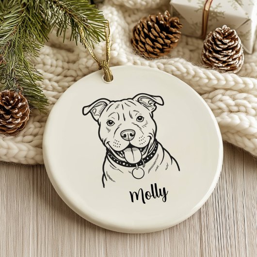 Personalized Pitbull Dog Christmas セラミックオーナメント