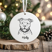 Personalized Pitbull Dog Christmas セラミックオーナメント