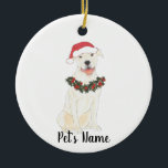 Personalized Pitbull Staffy (White) セラミックオーナメント<br><div class="desc">Make the nice list this year with an ornament of your favorite pittie elf!</div>