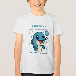 Personalized Pixel Dolphin T-Shirt — Custom Name 8 トライブレンドＴシャツ