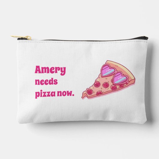 Personalized Pizza Lover Cute Girly Aesthetic  アクセサリーポーチ (正面)