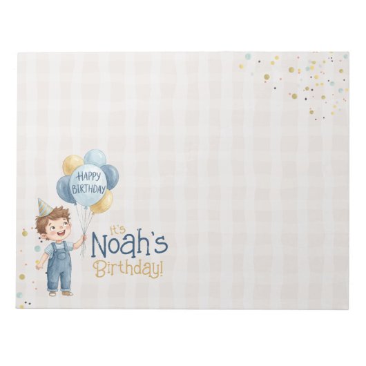 Personalized Placemat Boy Birthday Party  ノートパッド (正面)