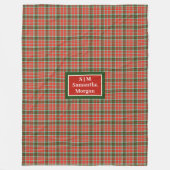 Personalized Plaid Blanket Chic Red Green Xmas フリースブランケット (正面)