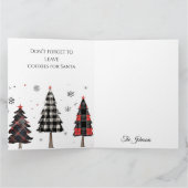 Personalized Plaid Christmas Tree Family Name  カード (内部)