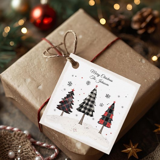 Personalized Plaid Christmas Tree Family Name  フェイバータグ