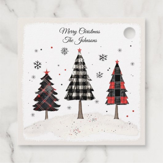 Personalized Plaid Christmas Tree Family Name  フェイバータグ (裏面)