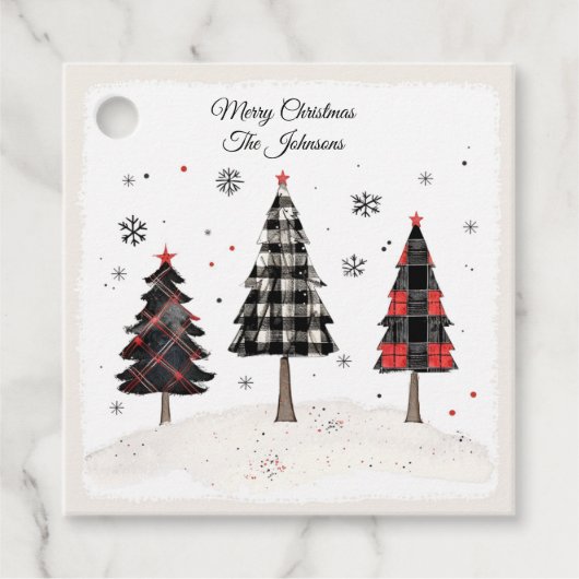 Personalized Plaid Christmas Tree Family Name  フェイバータグ (正面)