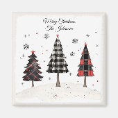 Personalized Plaid Christmas Tree Family Name  マグネット (正面)