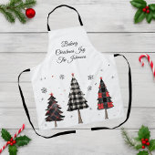 Personalized Plaid Christmas Trees Family Name エプロン