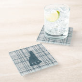 Personalized Plaid New Hampshire Glass Coaster ガラスコースター (アングル)