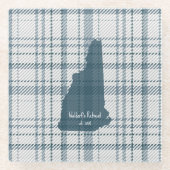 Personalized Plaid New Hampshire Glass Coaster ガラスコースター (正面)