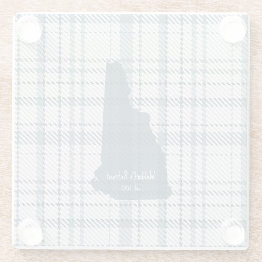Personalized Plaid New Hampshire Glass Coaster ガラスコースター (裏面)