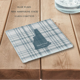 Personalized Plaid New Hampshire Glass Coaster ガラスコースター