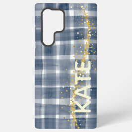 Personalized Plaid Samsung Galaxy Case with Name S22 Ultraケース