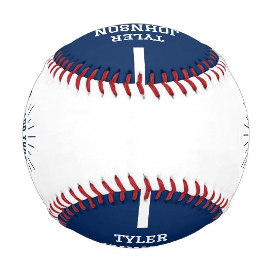 Personalized Player Team Logo Blue 野球ボール (裏面)