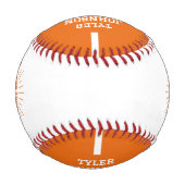 Personalized Player Team Logo Orange 野球ボール (裏面)