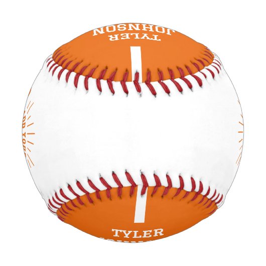 Personalized Player Team Logo Orange 野球ボール (裏面)