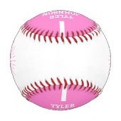 Personalized Player Team Logo Pink 野球ボール (裏面)