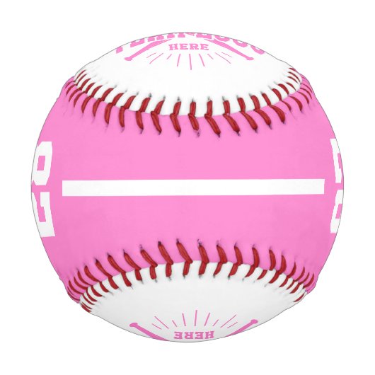 Personalized Player Team Logo Pink 野球ボール (正面)