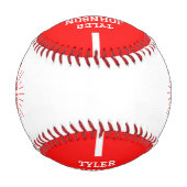 Personalized Player Team Logo Red 野球ボール (裏面)