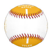Personalized Player Team Logo Yellow 野球ボール (裏面)