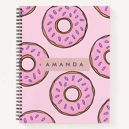 Personalized Playful Pastel Pink Donut  ノートブック (正面)