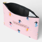 Personalized Playful Pastel Skiers Retro アクセサリーポーチ (見開き)