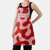 Personalized Playful Pink and Red Abstract Camo エプロン (インサイチュ)