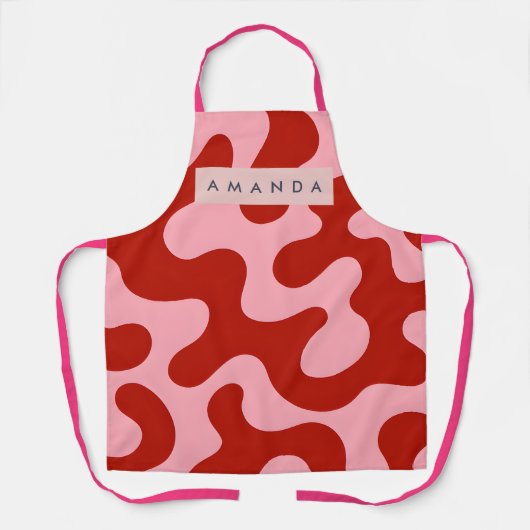 Personalized Playful Pink and Red Abstract Camo エプロン (正面)