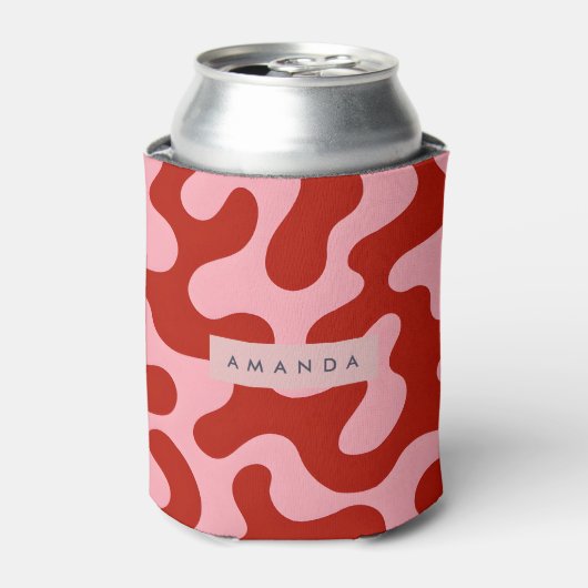 Personalized Playful Pink and Red Abstract Camo 缶クーラー (缶正面)