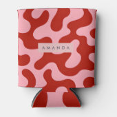 Personalized Playful Pink and Red Abstract Camo 缶クーラー (正面)