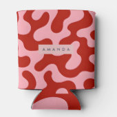 Personalized Playful Pink and Red Abstract Camo 缶クーラー (裏面)