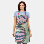 Personalized Playful Watermelon Stripe  エプロン (着用した状態)