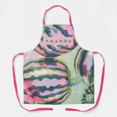 Personalized Playful Watermelon Stripe  エプロン (正面)