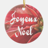 Personalized Poinsettia Joyeux Noel セラミックオーナメント (正面)