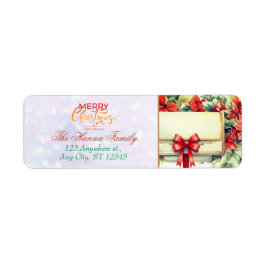 Personalized Poinsettia Mailbox "Merry Christmas" ラベル