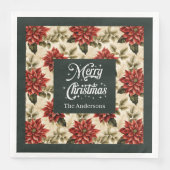 Personalized Poinsettia Napkins Cottagecore Vibe (正面)